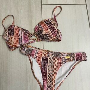 Pink and Purple Geometric Bikini Set